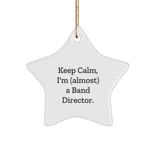 Funny Star Ornament Gifts for Band Directors, Keep Calm I'm Almost a Band Director, Christmas Unique Gifts for Men or Women from Friends, Coworkers, or Family - Image 1