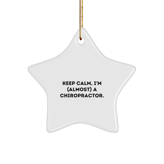 Funny Chiropractor Gifts for Christmas, Unique Star Ornament Keepsake for Friends, Coworkers, or Family, 'Keep Calm, I'm (almost) A Chiropractor' Motivational Decor - Image 1