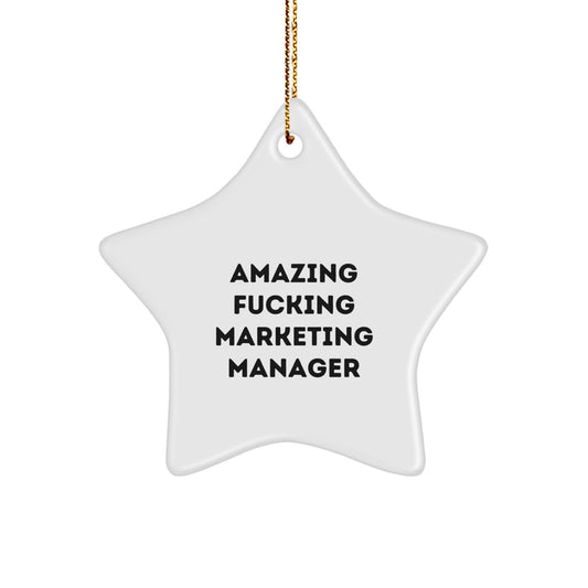 Funny Marketing Manager Gifts for Men Friends Coworkers - Amazing Marketing Manager Star Ornament with Gold Cord, Perfect Unique Christmas Decoration - Image 1