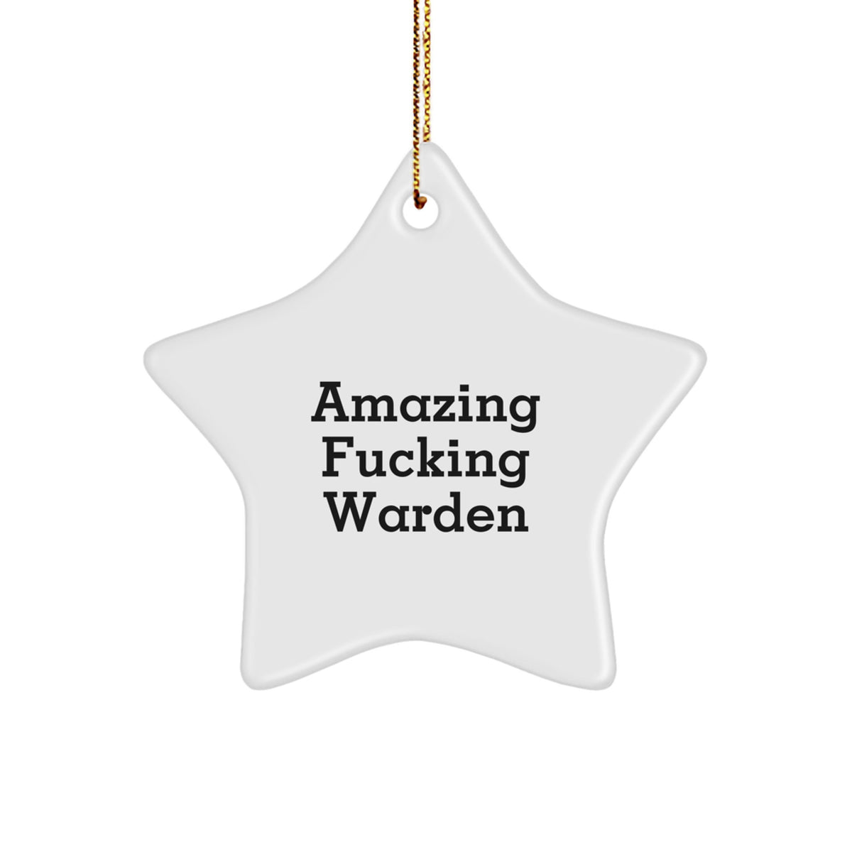 Funny Warden Star Ornament Gifts from Men to Warden Friends - 'Amazing F--king Warden' Quote Christmas Unique Gifts - Image 1