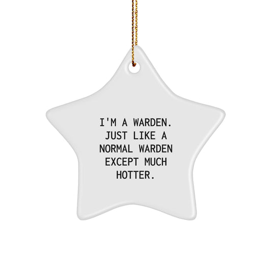 Funny Warden Star Ornament Gifts for Him from Friends and Family - Christmas Unique Warden Decorations with I'm A Warden quote - Image 1