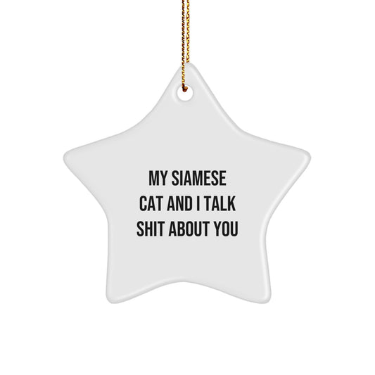 Silly Siamese Cat Star Ornament for Friends Christmas Gift - Image 1