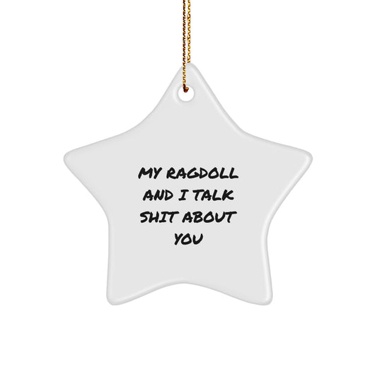 Christmas Gift Ragdoll Cat Star Ornament for Her Present - Image 1