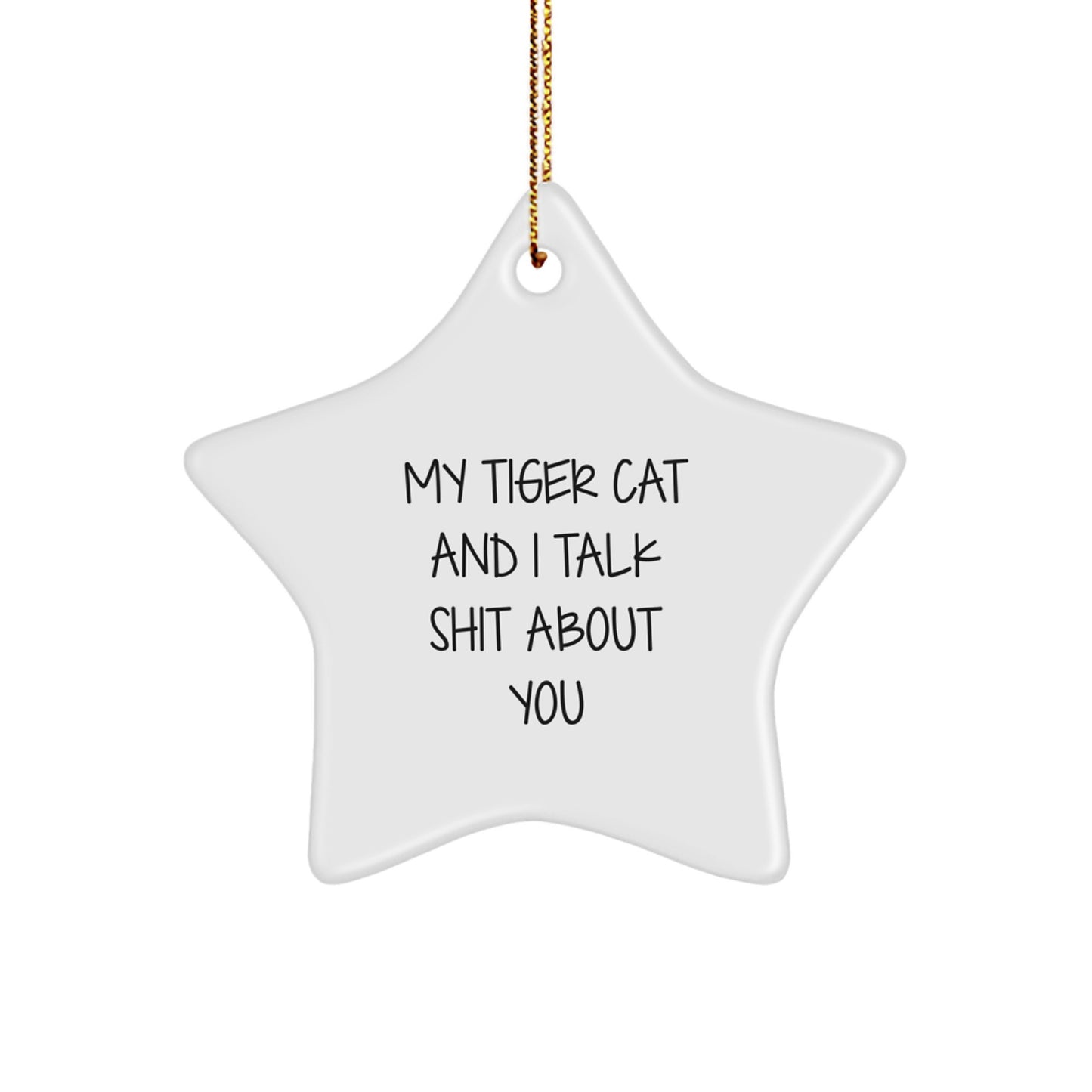 Christmas Gift for Her Tiger Cat Star Ornament Present - Image 1