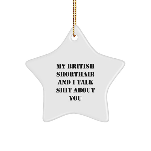 British Shorthair Cat Gifts, Funny Quote, Star Ornament, Gifts from Friends for Christmas Unique Present - Image 1