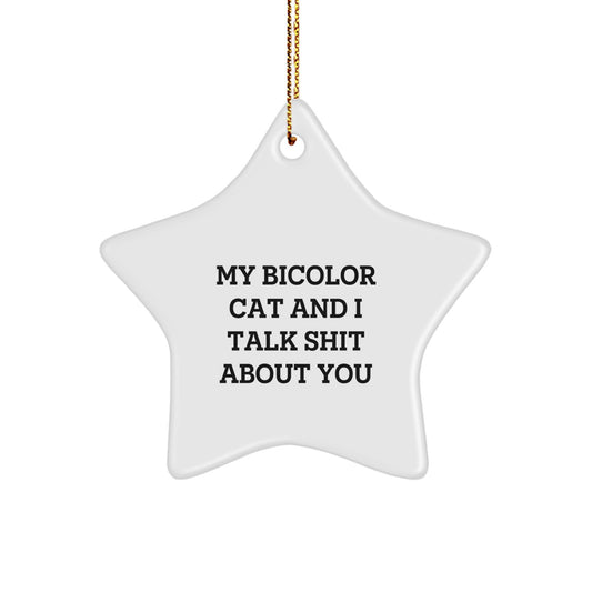 Funny Bicolor Cat Star Ornament Gifts from Men to Women for Christmas Unique Gifts - Image 1