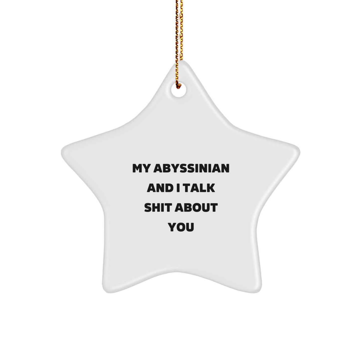 Funny Abyssinian Cat Gifts from Friends, Unique Christmas Star Ornament for Abyssinian Cat Lovers, I Talk Shit About You - Image 1