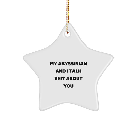 Funny Abyssinian Cat Gifts from Friends, Unique Christmas Star Ornament for Abyssinian Cat Lovers, I Talk Shit About You - Image 1