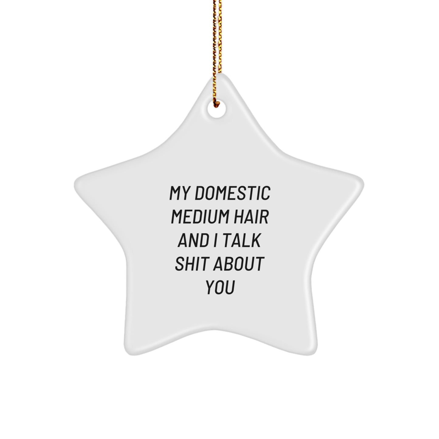 Funny Christmas Unique Gifts for Domestic Medium Hair - Star Ornament with 'My Domestic Medium Hair And I Talk Shit About You' Quote - Perfect Domestic Medium Hair Gift Ideas from Me to You - Image 1