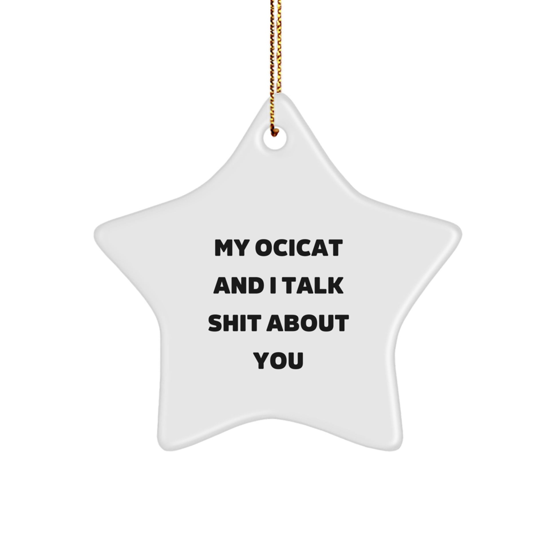 Funny Ocicat Gifts from Friends for Christmas Unique Star Ornament, Ocicat Star Shape Decorations with Humor My Ocicat and I Talk Shit About You Quote - Image 1