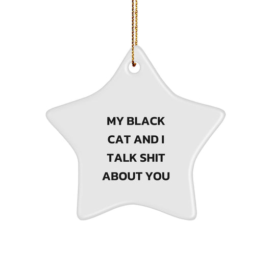 Funny Black Cat Gifts for Family and Friends - Black Cat Star Ornament Quote Christmas Unique Gifts from Men to Women - Image 1