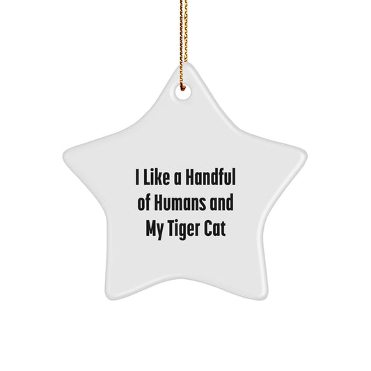 Cute Tiger Cat Star Ornament, Funny Christmas Unique Gifts for Family, Friends, or Coworkers, Tiger Cat Lover Decoration, Unique Holiday Gift Idea - Image 1