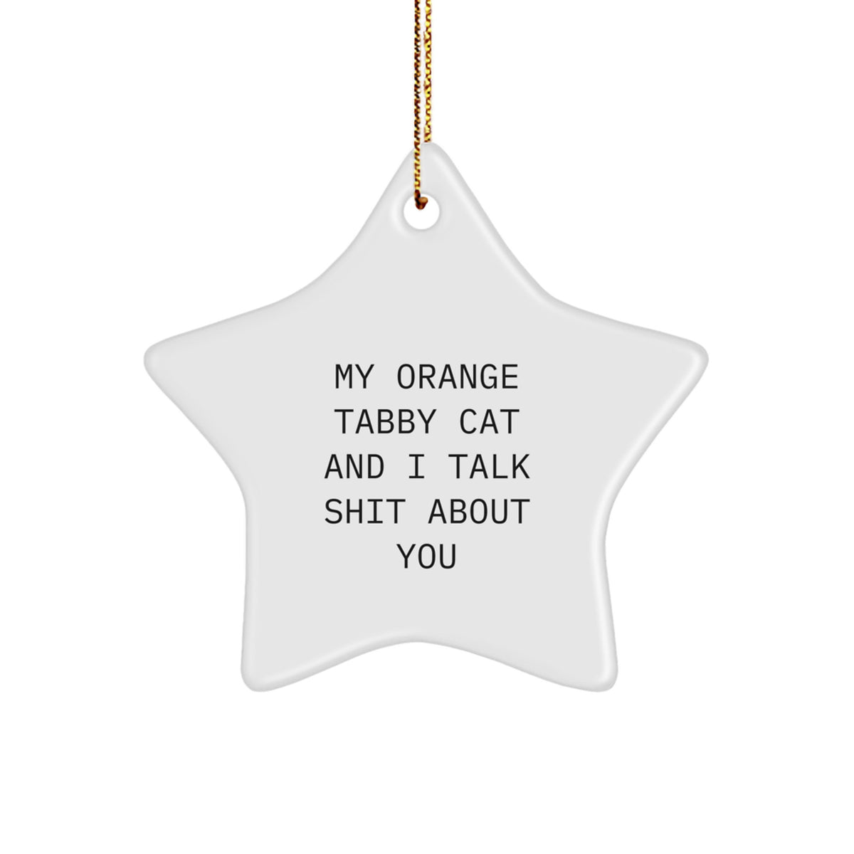Christmas Gift for Roommates Collectible Orange Tabby Cat Star Ornament - Image 1
