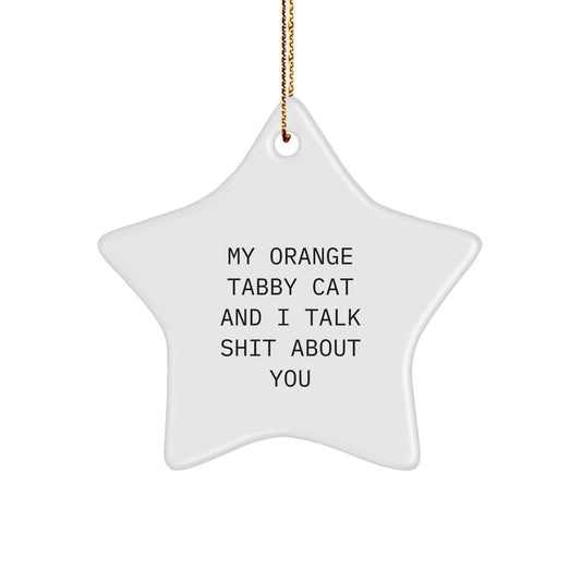 Christmas Gift for Roommates Collectible Orange Tabby Cat Star Ornament - Image 1