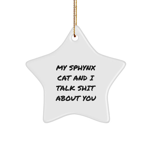 Christmas Gift Star Ornament for Her Sphynx Cat Fan Present - Image 1