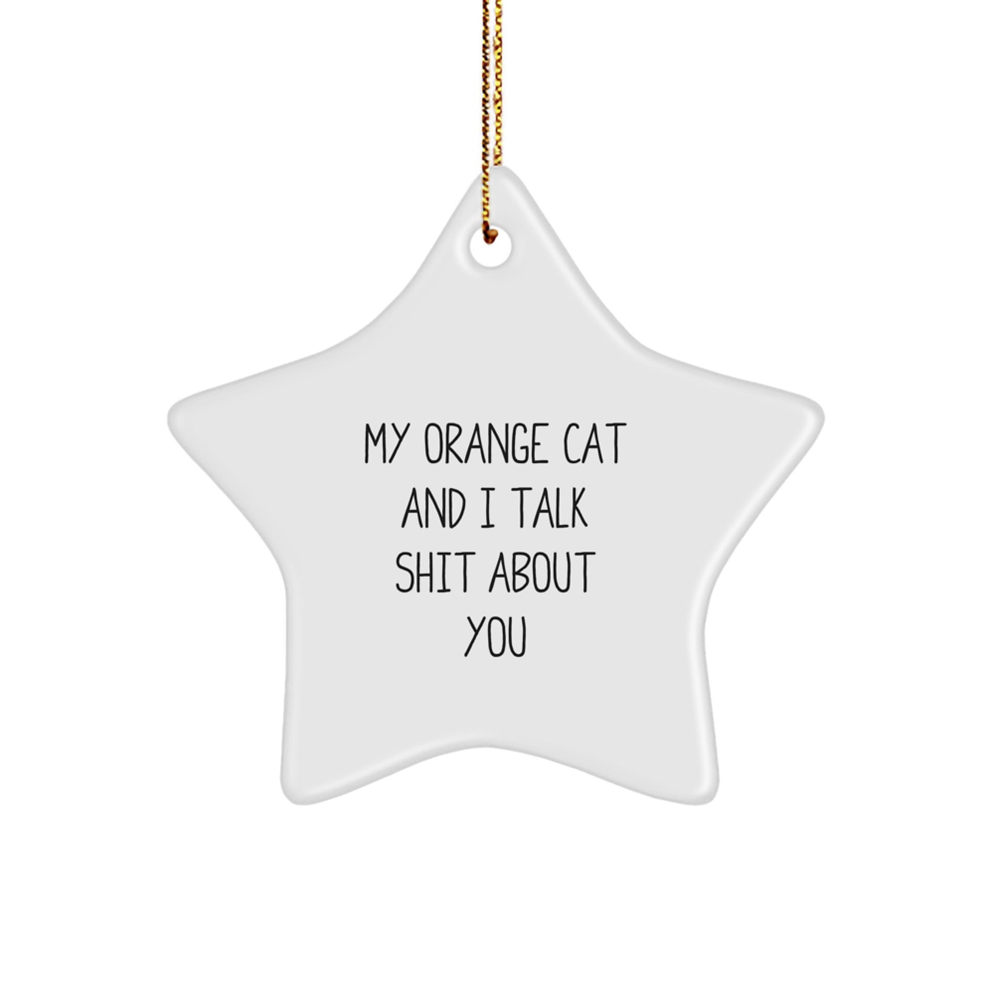 Orange Cat Gifts for Men - Funny 'My Orange Cat And I Talk Shit About You' Star Ornament - Gifts from Friends - Christmas Unique Gifts - Image 1
