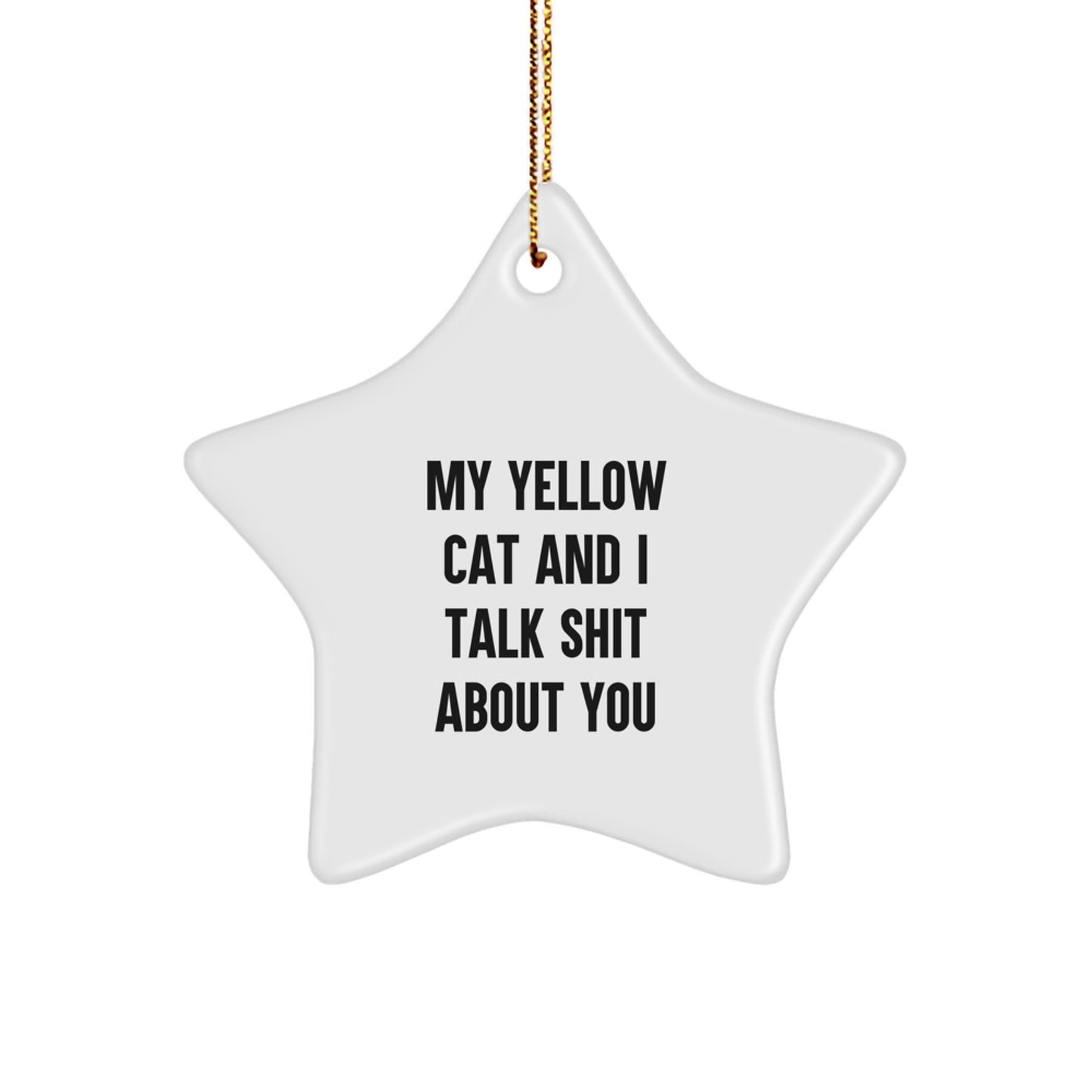 Funny Yellow Cat Star Ornament, Gifts from Friends and Family for Christmas Unique Gifts, Yellow Cat Lover Gifts - Image 1