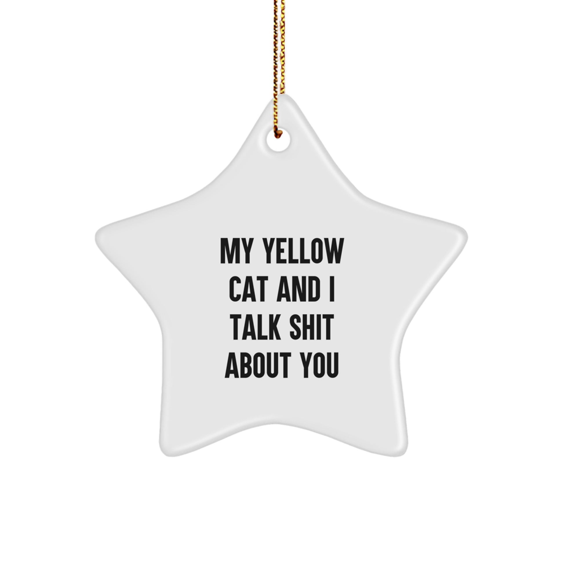 Funny Yellow Cat Star Ornament, Gifts from Friends and Family for Christmas Unique Gifts, Yellow Cat Lover Gifts - Image 1