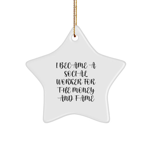 Gifts from Coworkers for Social Workers - Funny Star Ornament with White Star Design for Christmas Unique Gifts - Image 1