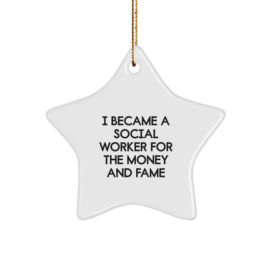 Funny Social Worker Gifts from Family for Social Workers Star Ornament, Christmas Unique Star Ornaments for Social Work Professionals, Social Worker Appreciation Star Decoration - Image 1