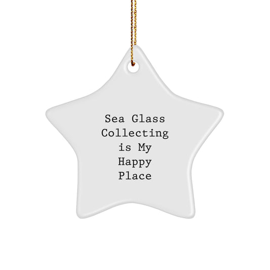 Sea Glass Collecting Gifts from Family and Friends, Unique Star Ornament, 'Sea Glass Collecting Is My Happy Place', Christmas Decorations - Image 1
