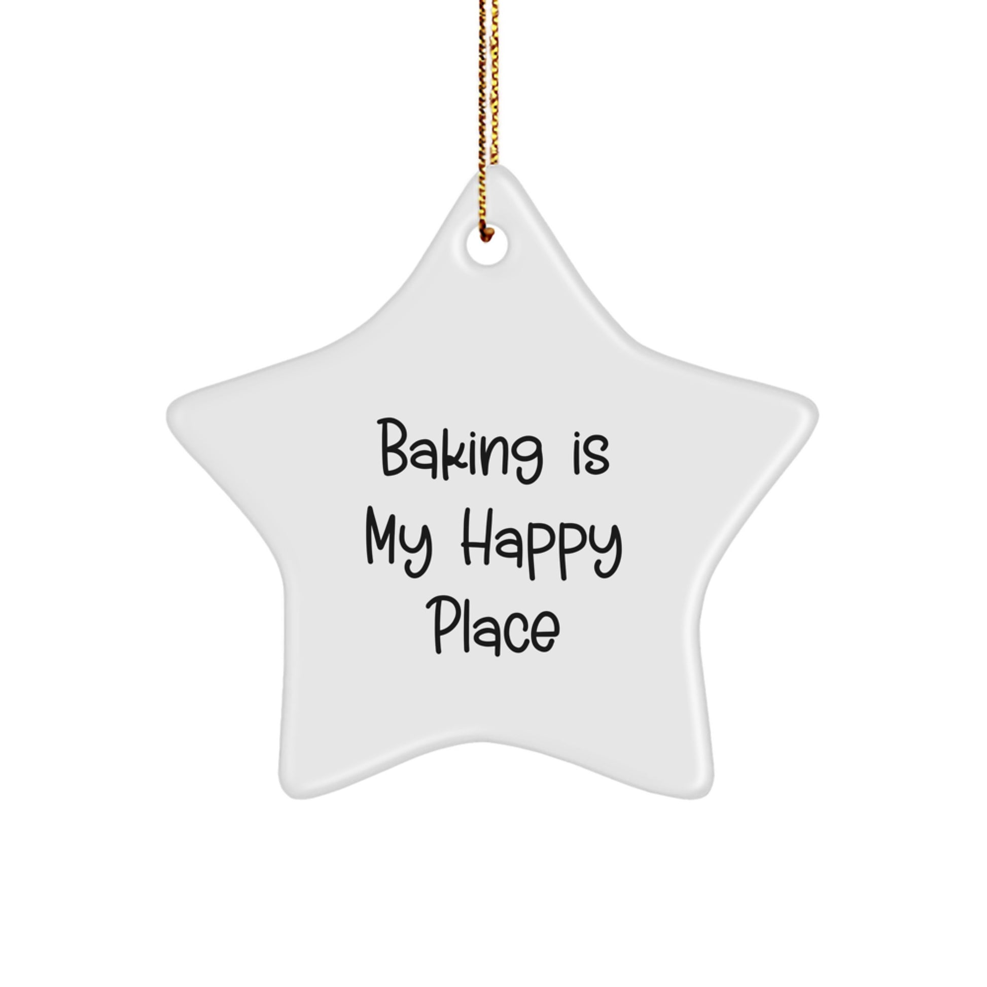 Baking Gifts from Family, Unique Christmas Star Ornament for Baking Enthusiasts, Inspirational Baking Is My Happy Place Quote - Image 1