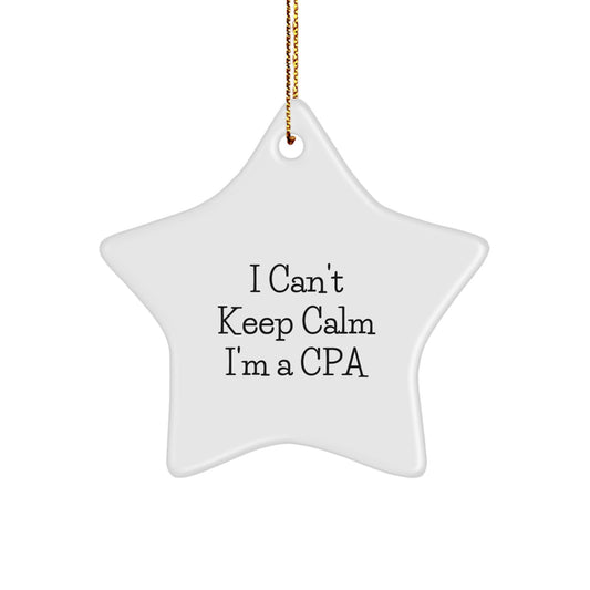 Funny CPA Gifts - I Can't Keep Calm Star Ornament for Christmas - Gift for Men or Women Friends Family - Image 1