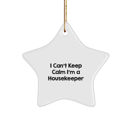 Funny Housekeeper Gifts from Men to Housekeeper Star Ornament for Christmas Decorations - 'I Can't Keep Calm I'm A Housekeeper' Star Shaped Decoration - Image 1