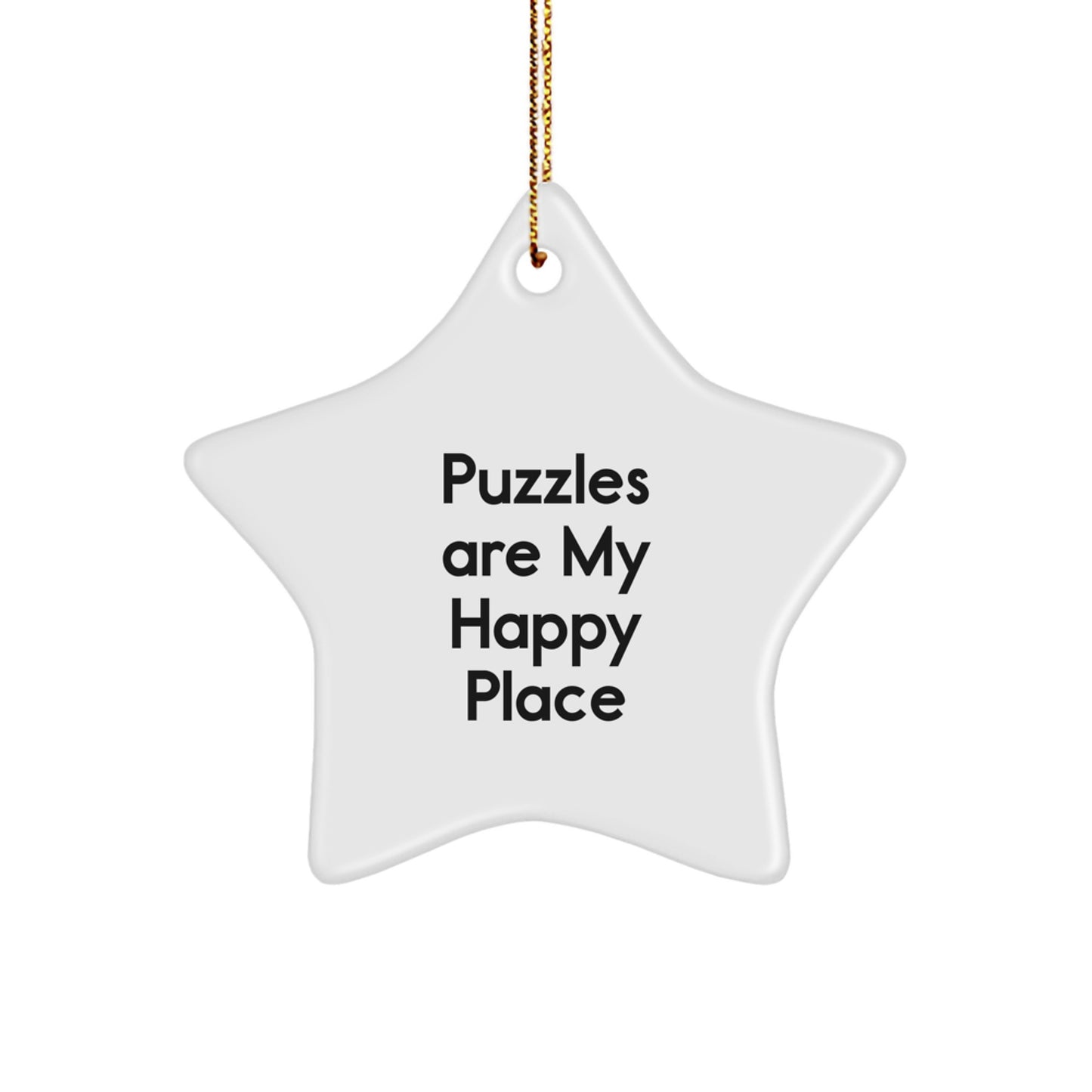 Funny Puzzles Gifts for Puzzle Enthusiasts, Star Ornament with Quote 'Puzzles Are My Happy Place', Gifts from Friends to Family for Christmas Unique Gifts - Image 1