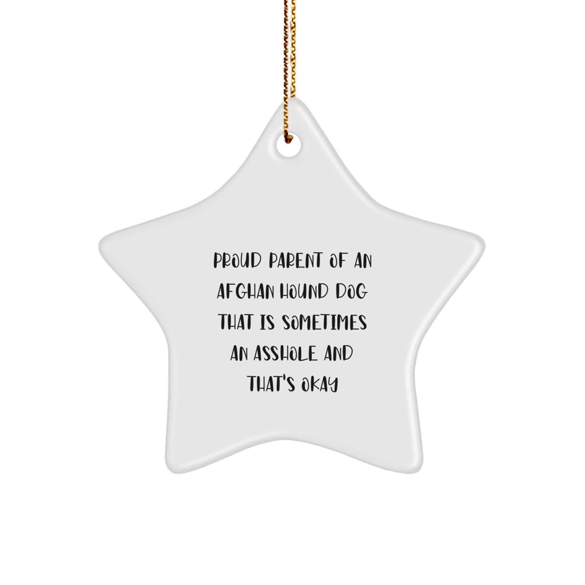 Funny Afghan Hound Dog Christmas Unique Gifts from Friends for Proud Parents, Afghan Hound Star Ornament, Star Shaped White Christmas Unique Gifts - Image 1