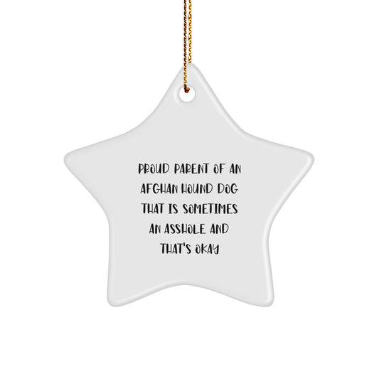 Funny Afghan Hound Dog Christmas Unique Gifts from Friends for Proud Parents, Afghan Hound Star Ornament, Star Shaped White Christmas Unique Gifts - Image 1