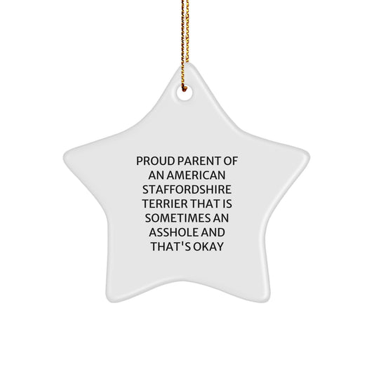 Christmas Gift for Her American Staffordshire Terrier Star Ornament - Image 1