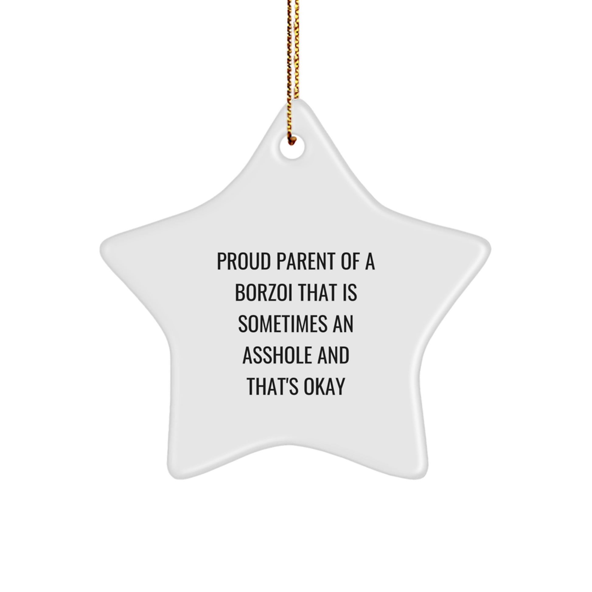 Funny Borzoi Dog Gifts for Christmas, Star Ornament, Proud Parent Humor, Gifts from Family for Borzoi Dog Lovers - Image 1
