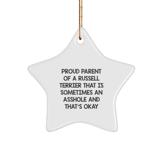 Funny Russell Terrier Dog Star Ornament Christmas Unique Gift from Friends and Family - Image 1