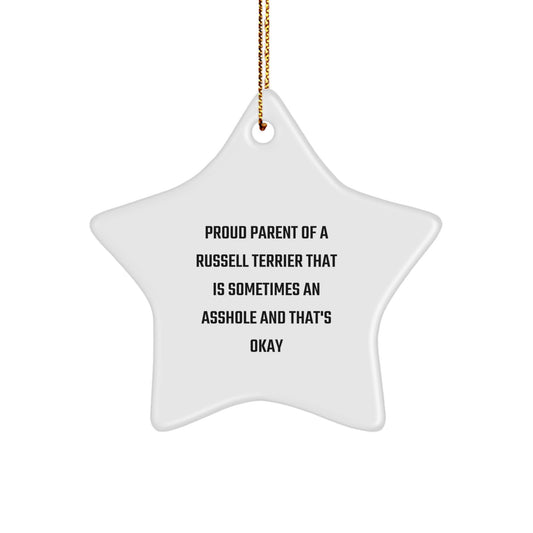 Funny Russell Terrier Dog Star Ornament Gifts from Mom Dad Friends Family for Christmas Unique Decorations - Image 1