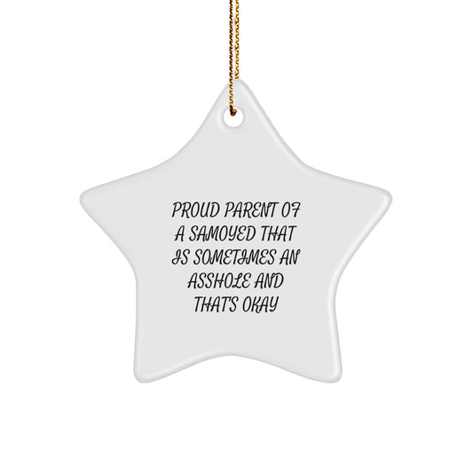 Funny Samoyed Dog Parent Gifts from Men to Family with Christmas Unique Star Ornament for Home Decor - Image 1
