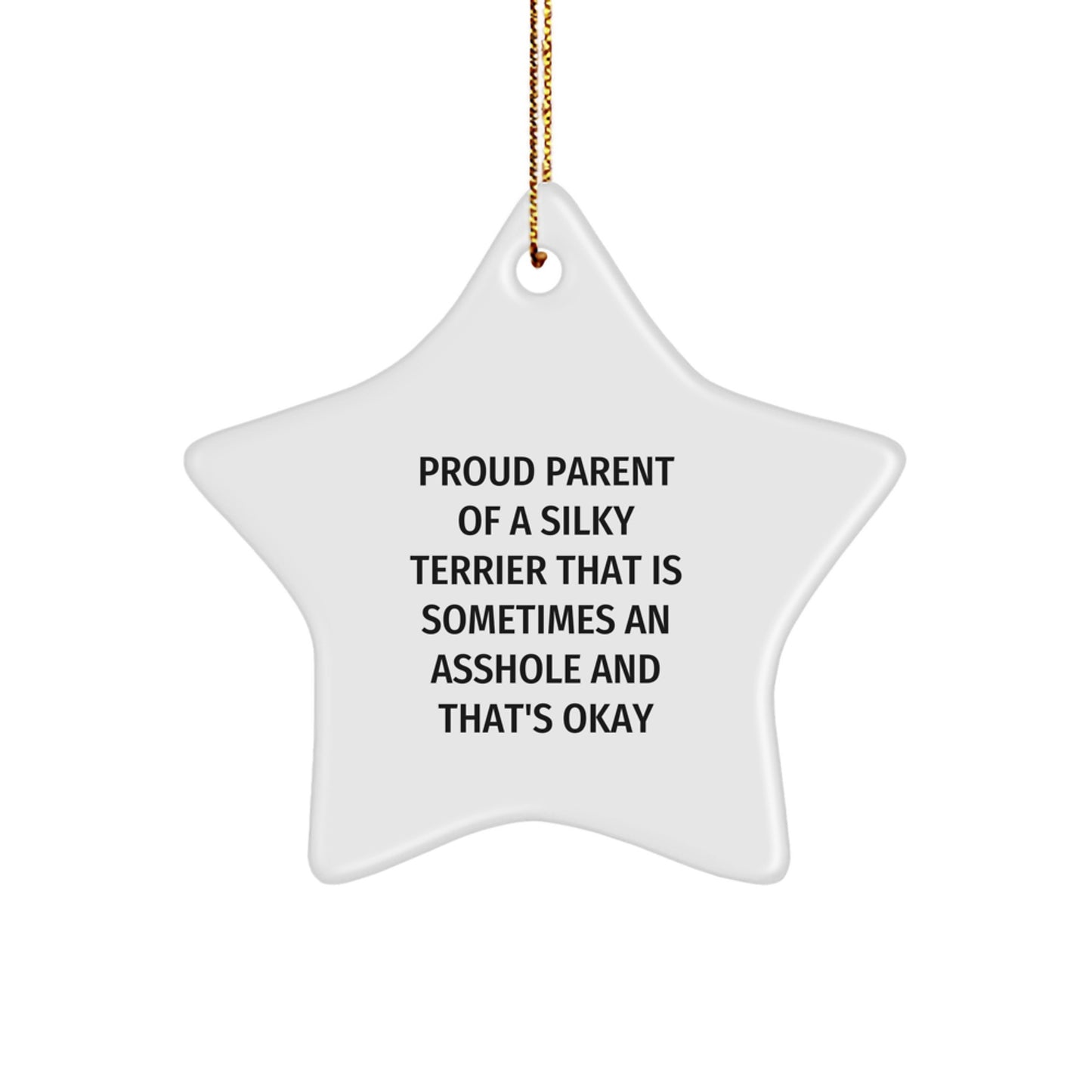 Funny Silky Terrier Dog Gifts from Men to Friends for a Christmas Unique Ornament - Proud Parent Quote - Image 1