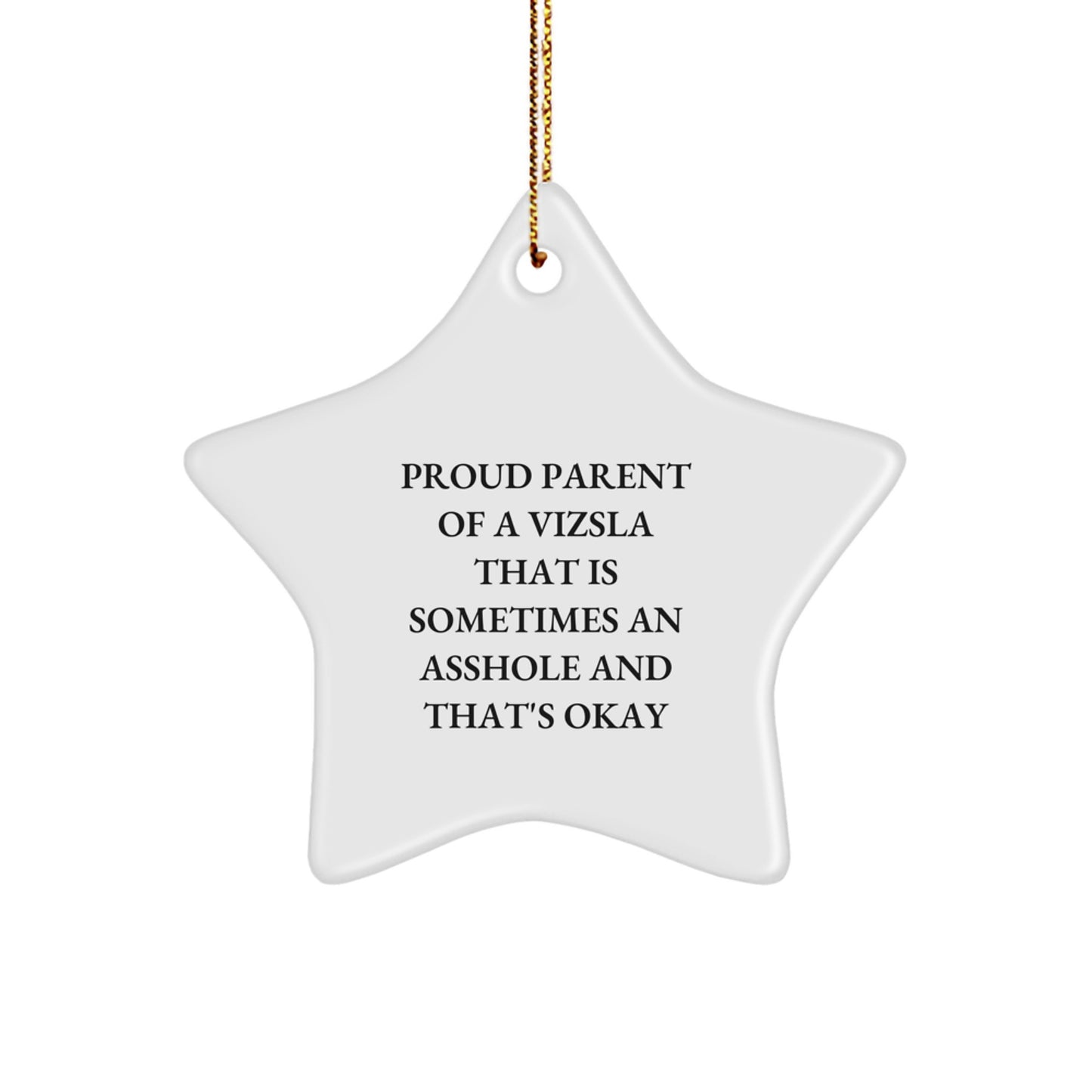 Funny Vizsla Dog Gifts, Star Ornament for Proud Parents of Vizsla That Is Sometimes An Asshole And That's Okay, Christmas Unique Gifts from Friends to Family - Image 1