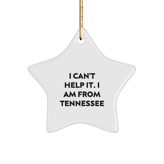 Tennessee Star Ornament, Funny Quote 'I Can't Help It I Am From Tennessee', Gifts from Friends and Family for Christmas Unique Gifts - Image 1