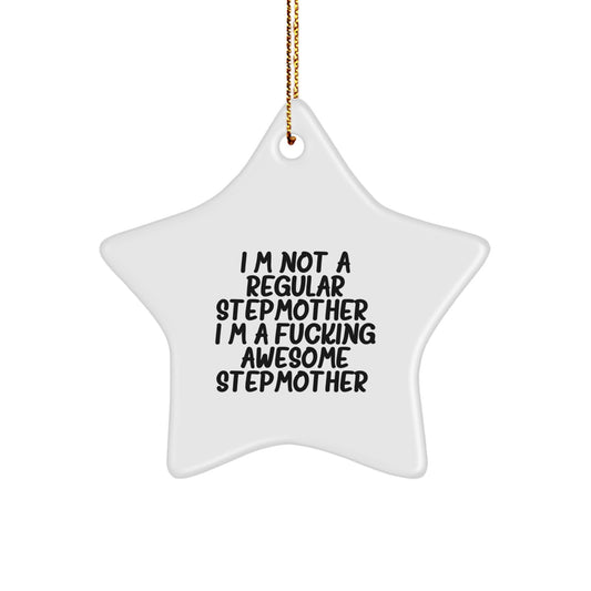 Gifts from Family and Friends for Awesome Stepmother Funny Star Ornament, White Star Shape Christmas Unique Gifts Idea - Image 1