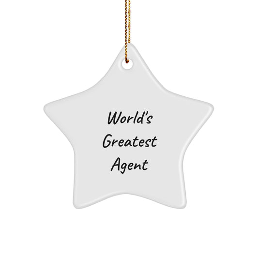 'World's Greatest Agent' Star Ornament, Funny Agent Gifts for Agents, Christmas Unique Agent Presents from Friends, Coworkers, Family - Image 1