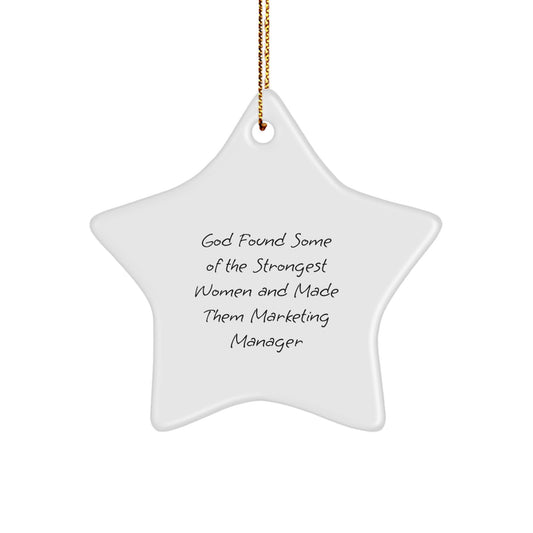 Funny Marketing Manager Gifts for Women - Marketing Manager Star Ornament, Star Shaped, White Color, Gifts from Women to Marketing Manager, Christmas Unique Gifts - Image 1