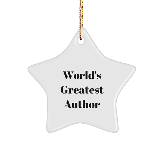 Gifts from Friends for Author, World's Greatest Author Star Ornament, White Star Shaped Decorative Gift for Christmas - Image 1