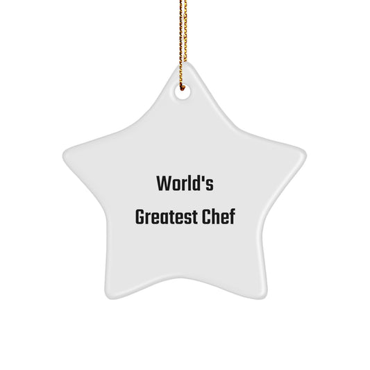 Funny Chef Star Ornament, A Gift from Friends and Family, World's Greatest Chef Quote, Christmas Unique Gifts for Chef Men - Image 1