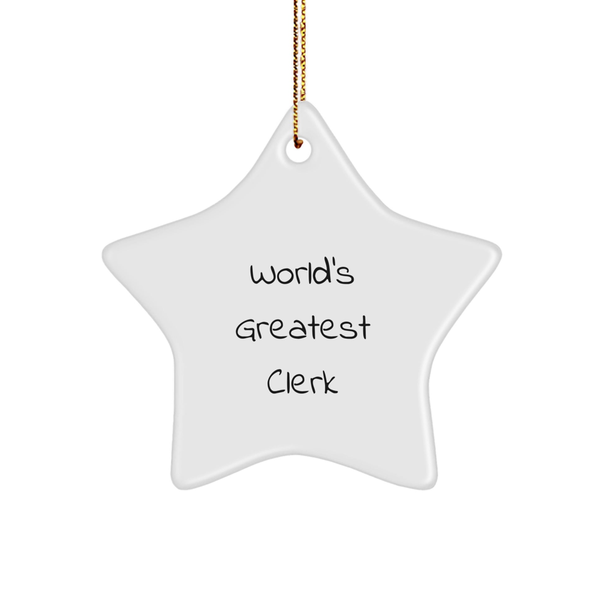 Funny Gifts from Friends for World's Greatest Clerk Star Ornament Christmas Unique Decorations - Image 1