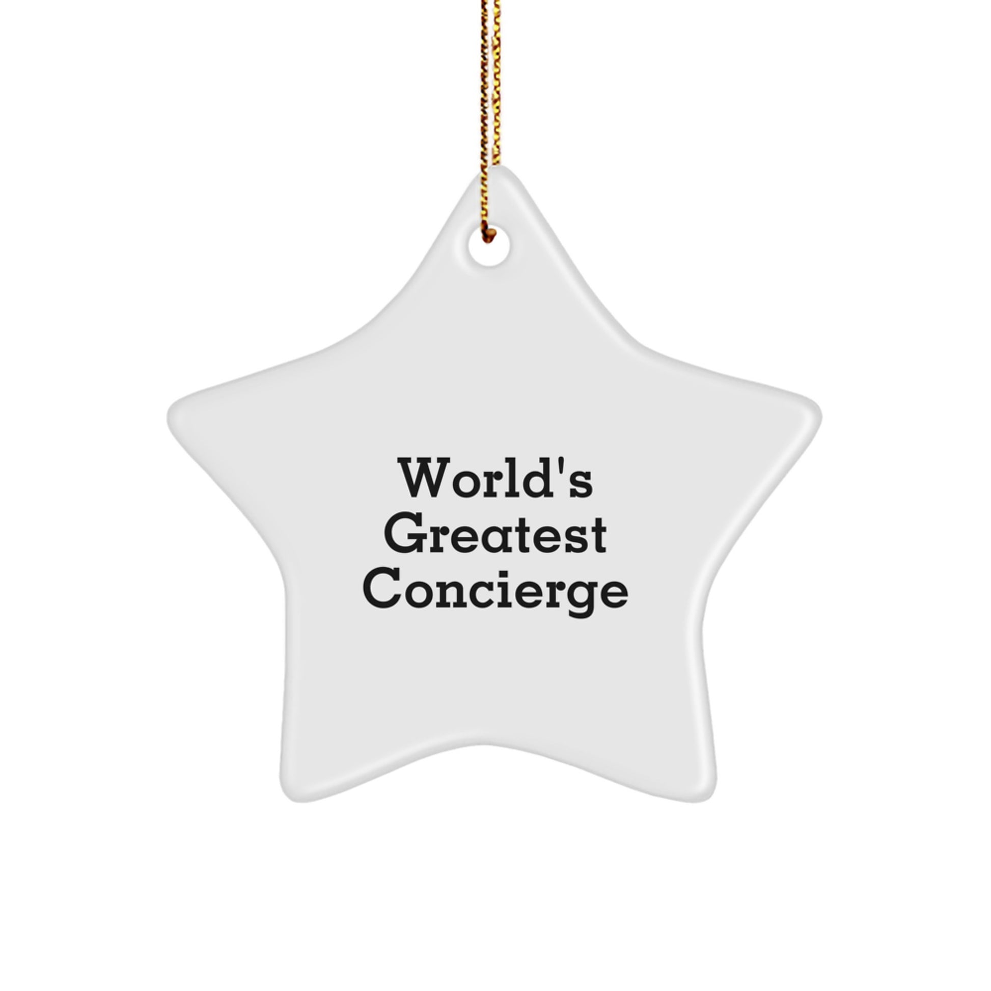 Funny World's Greatest Concierge Gifts from Friends for Concierge on Christmas Unique Gifts, Star Ornament with Funny Quote, White Star Shaped, Decorative Christmas Unique Gift for Concierges at Home - Image 1
