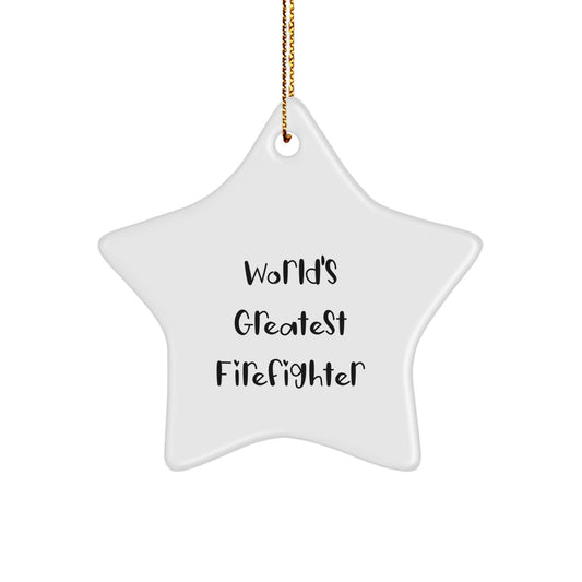 Christmas Gift for Her Present Firefighter Star Ornament World's - Image 1