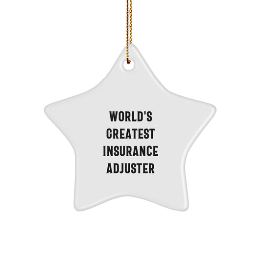 Funny Insurance Adjuster Gifts from Men - World's Greatest Star Ornament for Christmas Unique Gifts - Image 1