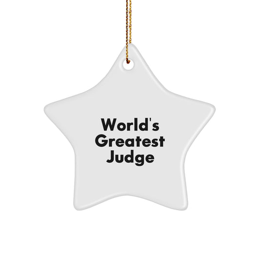Funny Judge Gifts from Friends - World's Greatest Judge Star Ornament, Christmas Unique Gifts for Men or Women, Judge Star Decoration - Image 1