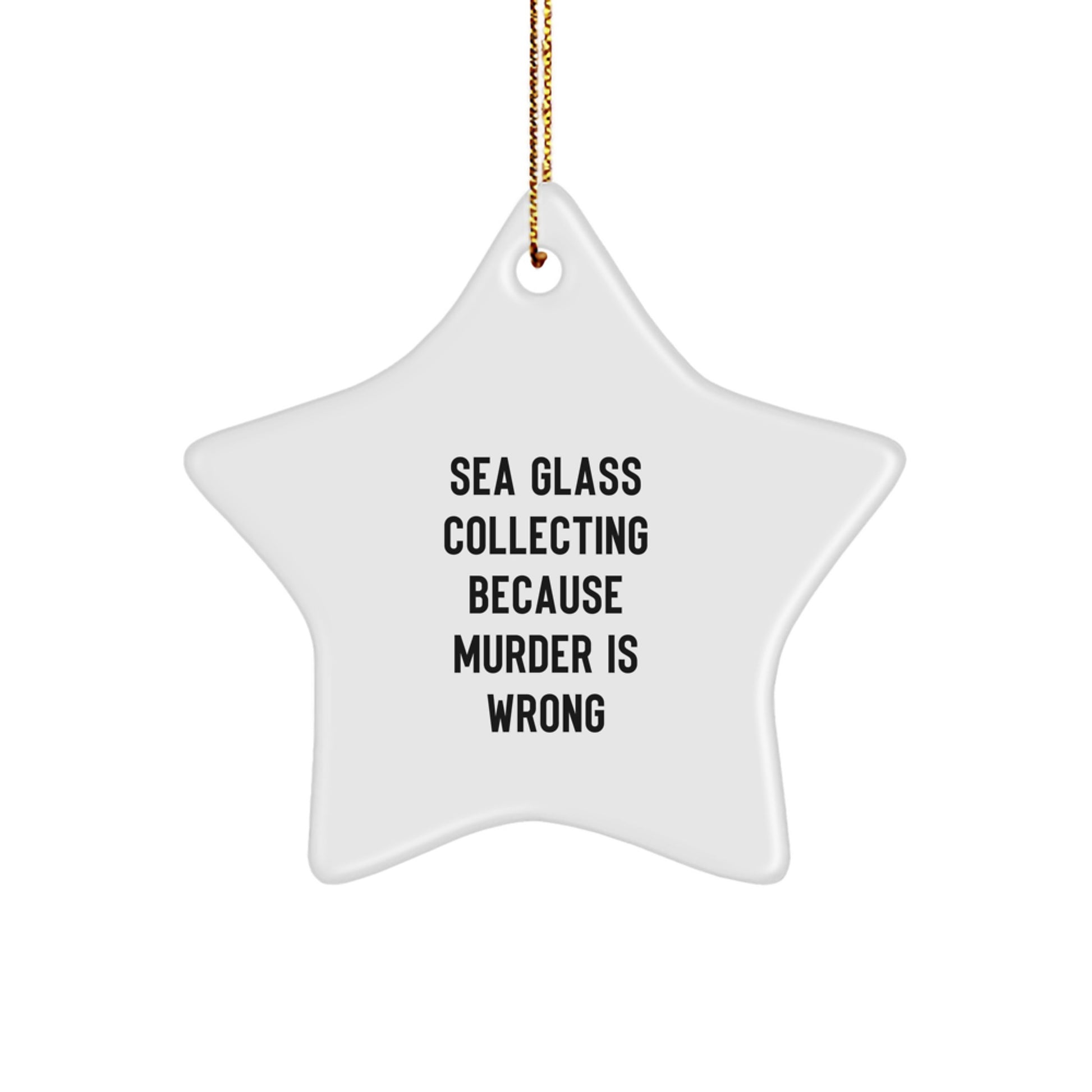 Unique Sea Glass Collecting Gifts from Friends for Christmas Star Ornament with Funny Quote - Image 1